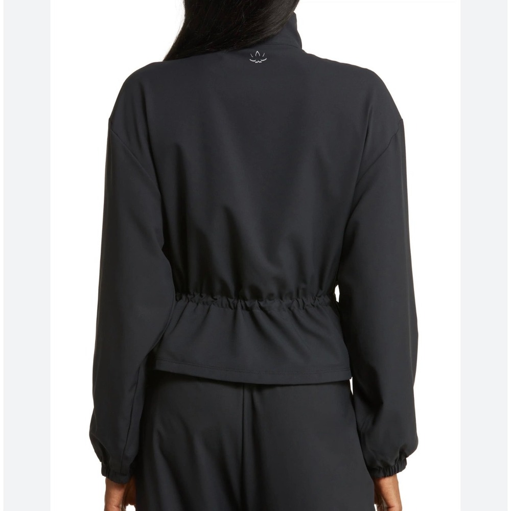 Beyond Yoga City chic Jacket Navy Blue Full Zip Drawstring Waist Small